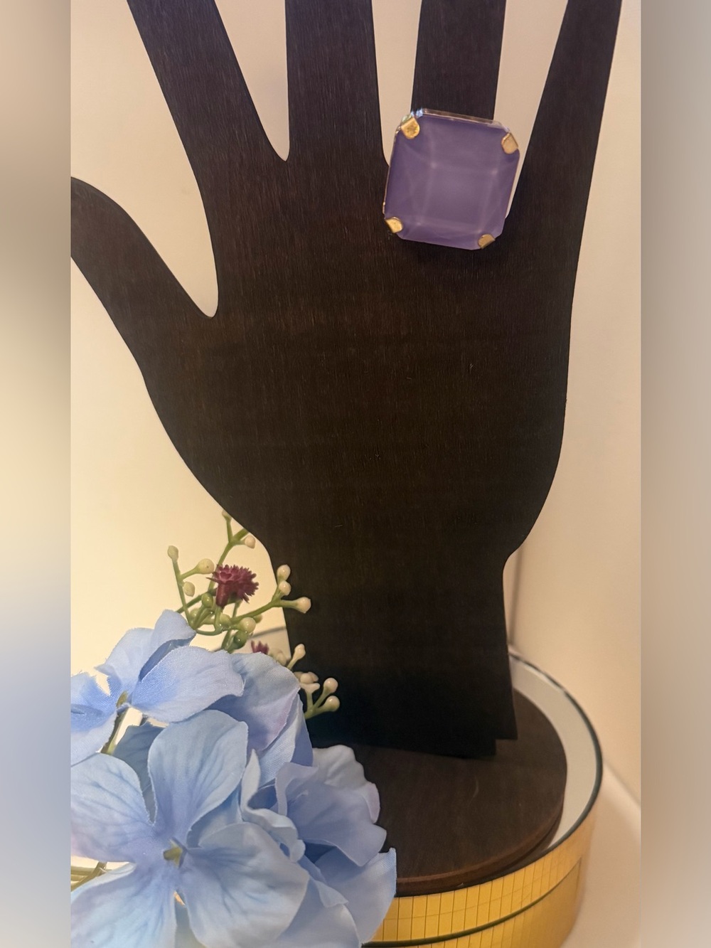 Roxanne Assoulin Authentic semiprecious Stone Lavender Square Adjustable Ring